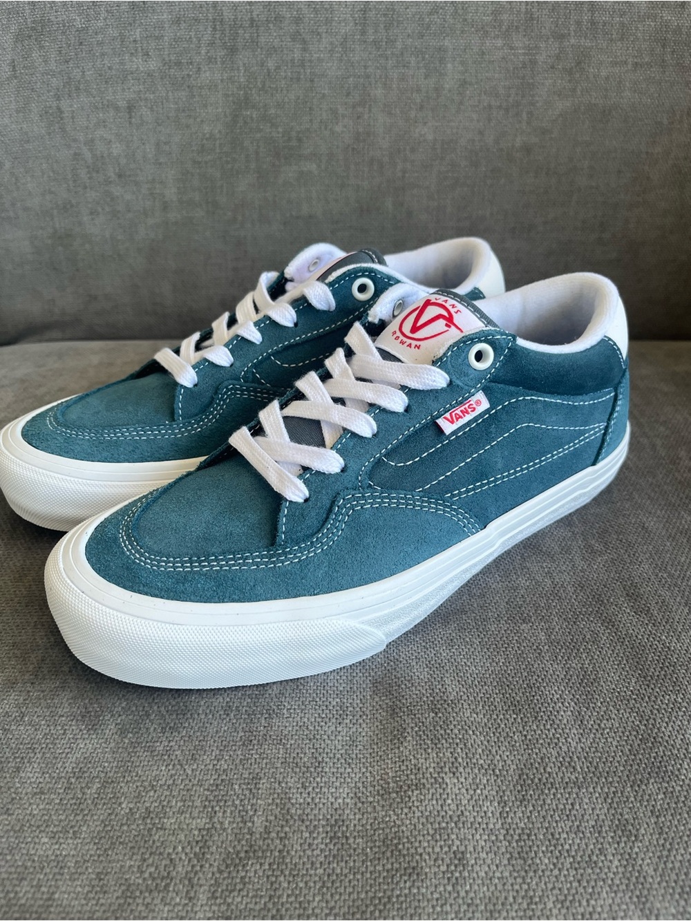 Vans Teal Suede Low-Top Sneakers with White Accents